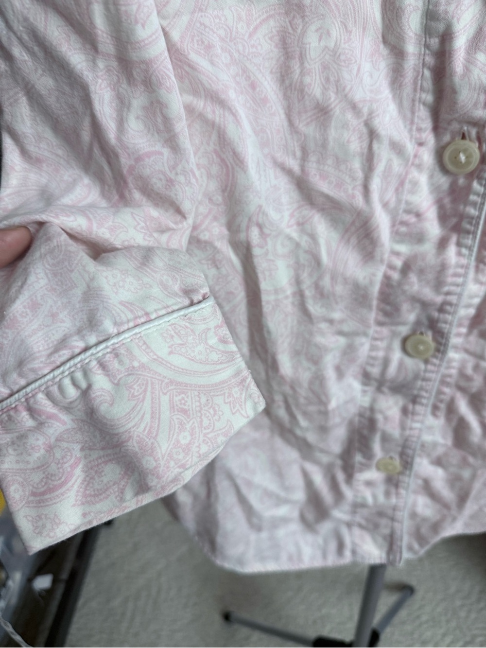 Lauren Ralph Lauren Light Pink Paisley Button-Down sleep shirt lounge wear M - Picture 6 of 12